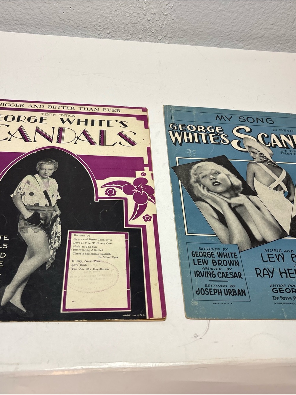 George White's Scandals Vintage Sheet Music - Purple & Blue Covers